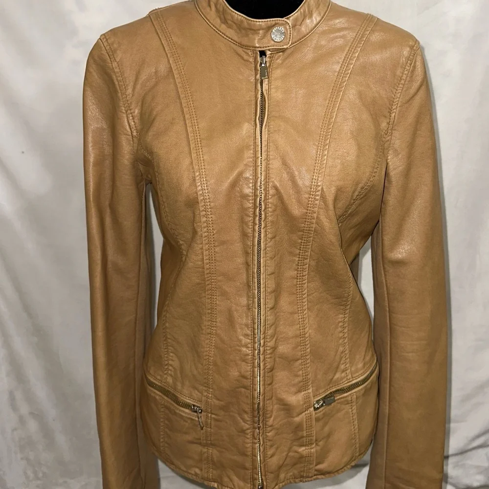 Express Leather Jacket Tan - Picture 3 of 11